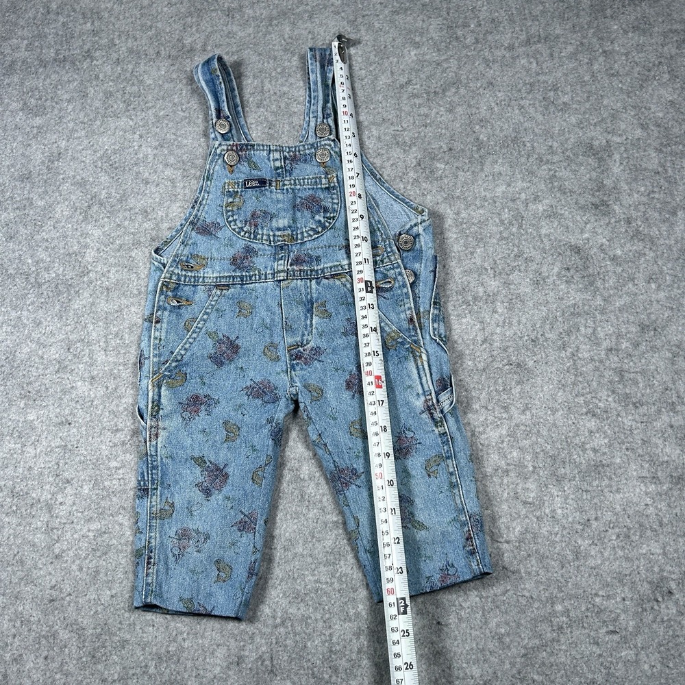 Vintage Lee Authentic Denim Overalls Baby Size 18M fish Pattern 80s RARE Pattern - Picture 7 of 16